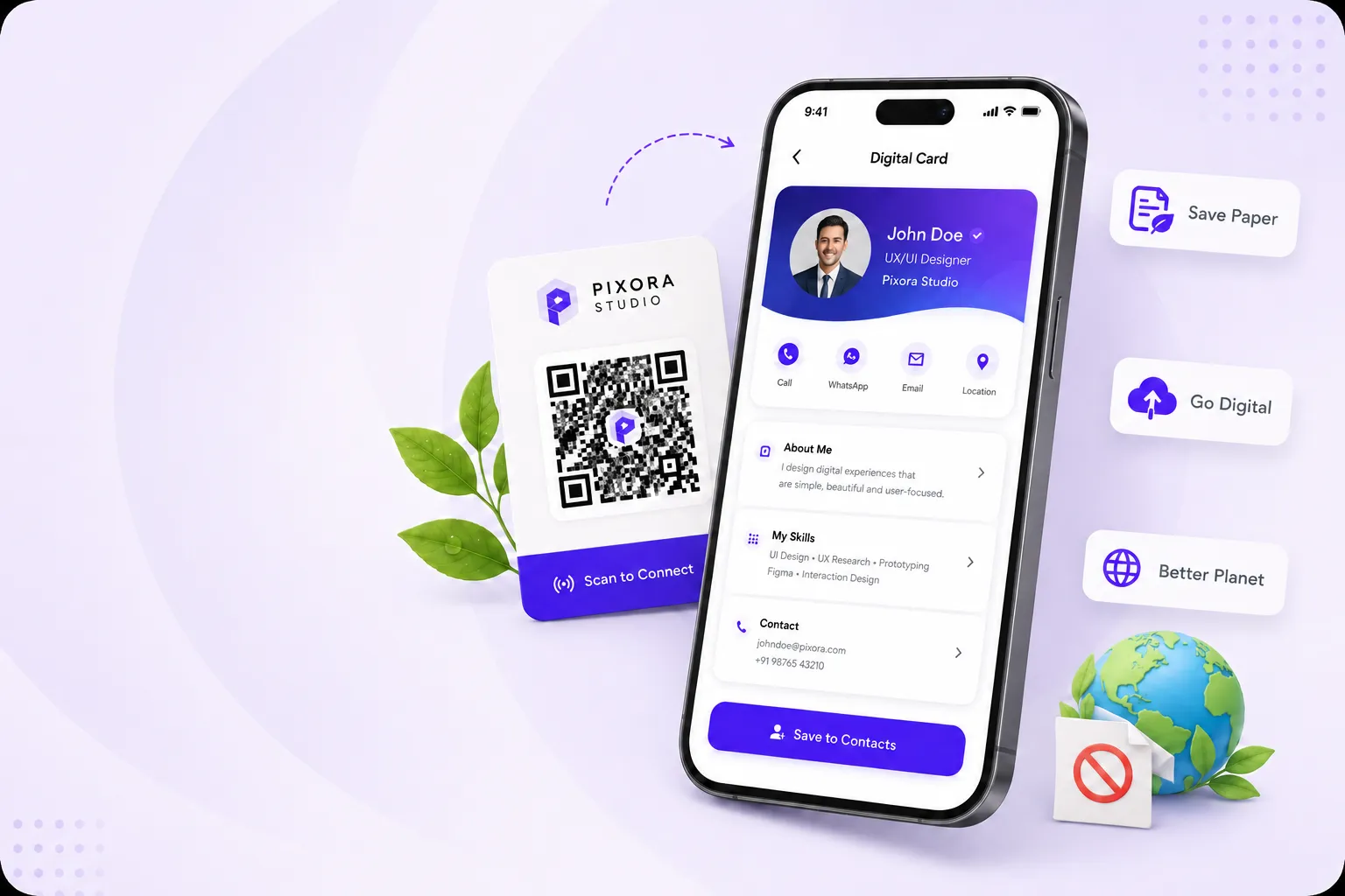 Paperless digital card solution illustration