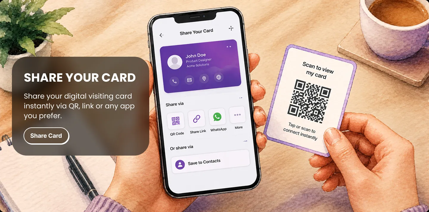 Step 3: Share your digital visiting card via QR code or link
